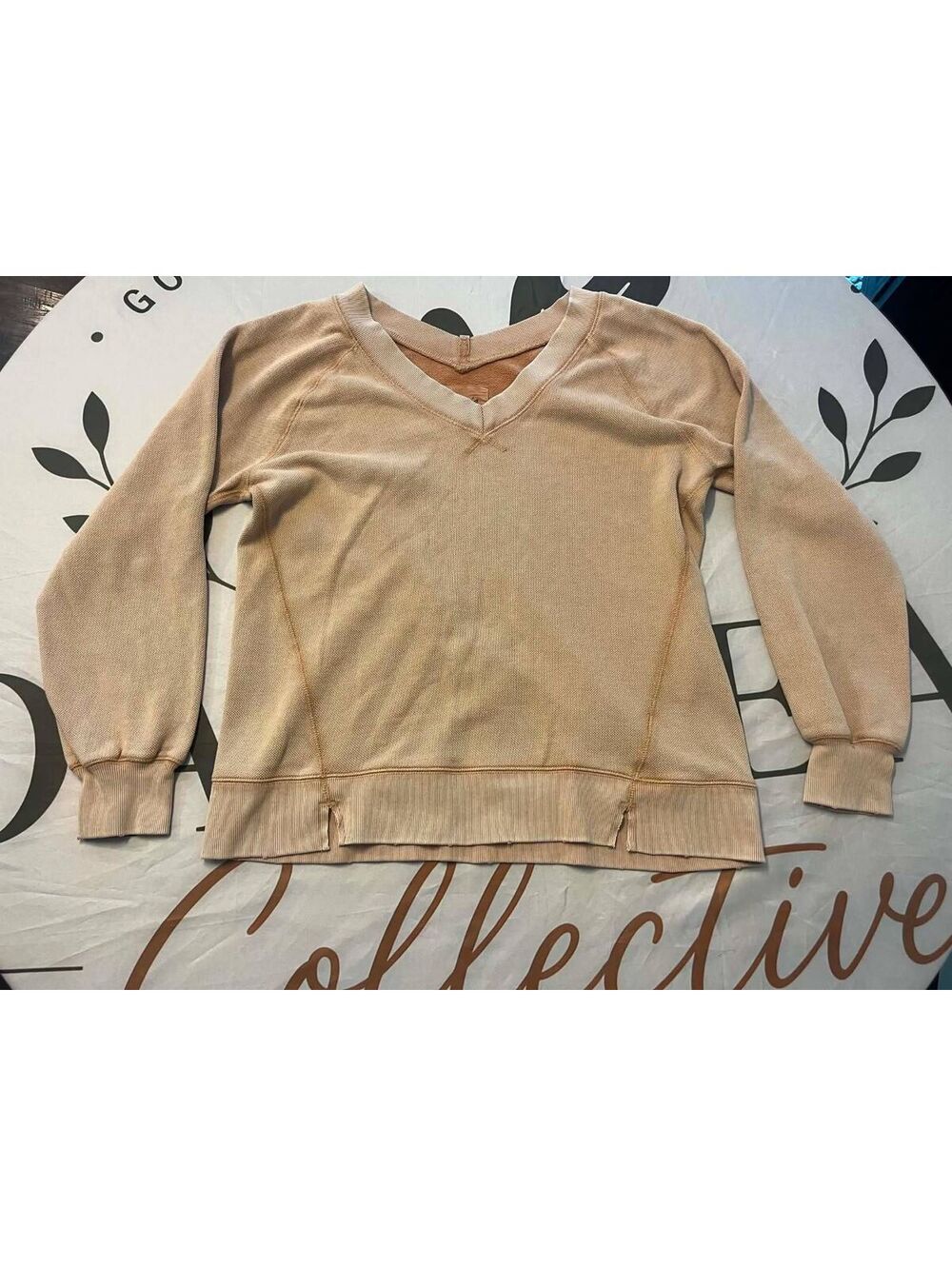 Aerie Cozy Beige V-Neck Pullover Sweatshirt XS